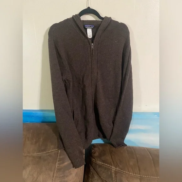 Excellent Condition Patagonia Mens Brown Hooded Full Zip Sweater Size Medium - Picture 1 of 1
